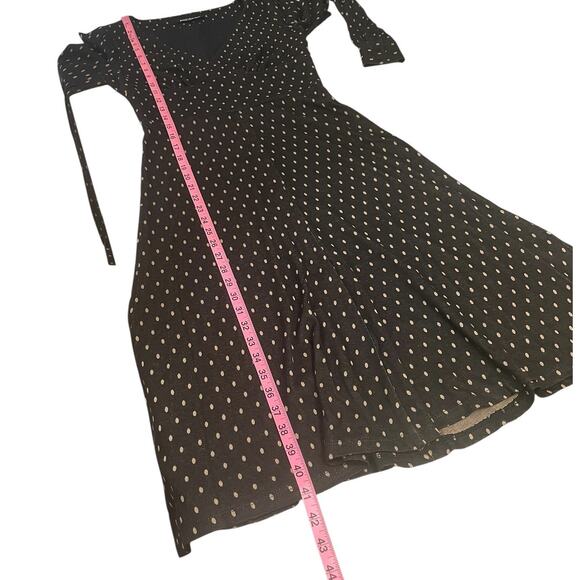 Vintage Betsey Johnson Polka Dot Fit & Flare Midi Dress Retro Pinup Brown Size 4 - Picture 13 of 15